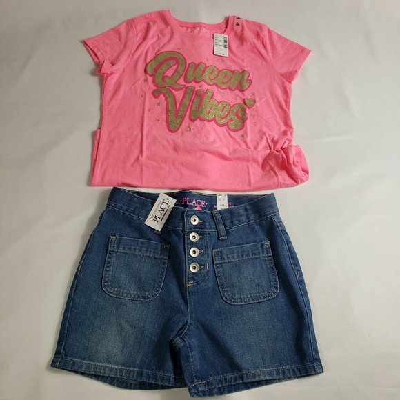 NWT The Childrens Place Sz 10 T-Shirt/ Short Set.
